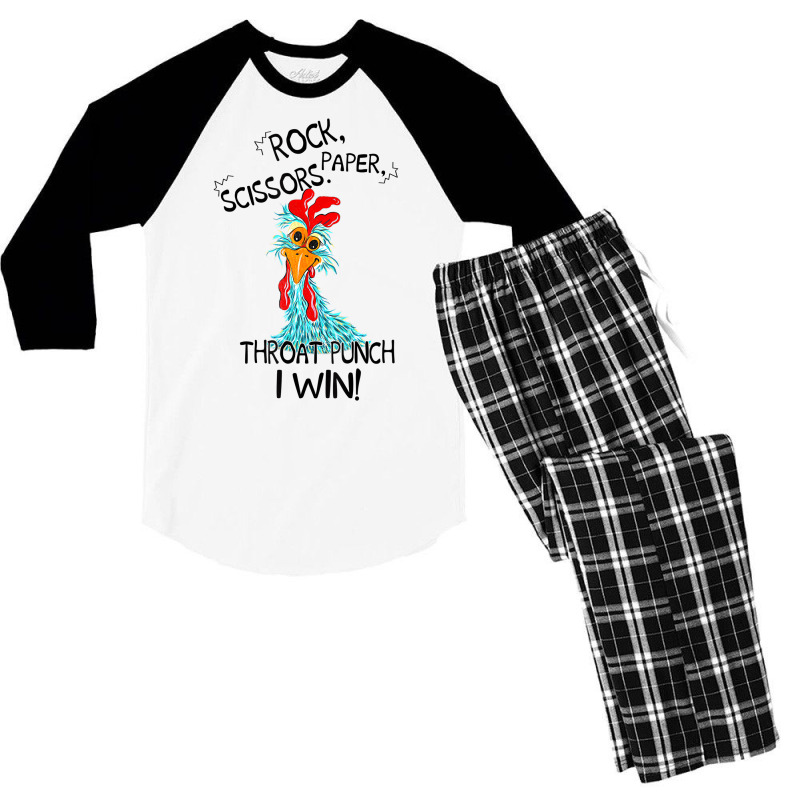 Rooster Chicken Rock Paper Scissors Throat Punch I Men's 3/4 Sleeve Pajama Set | Artistshot