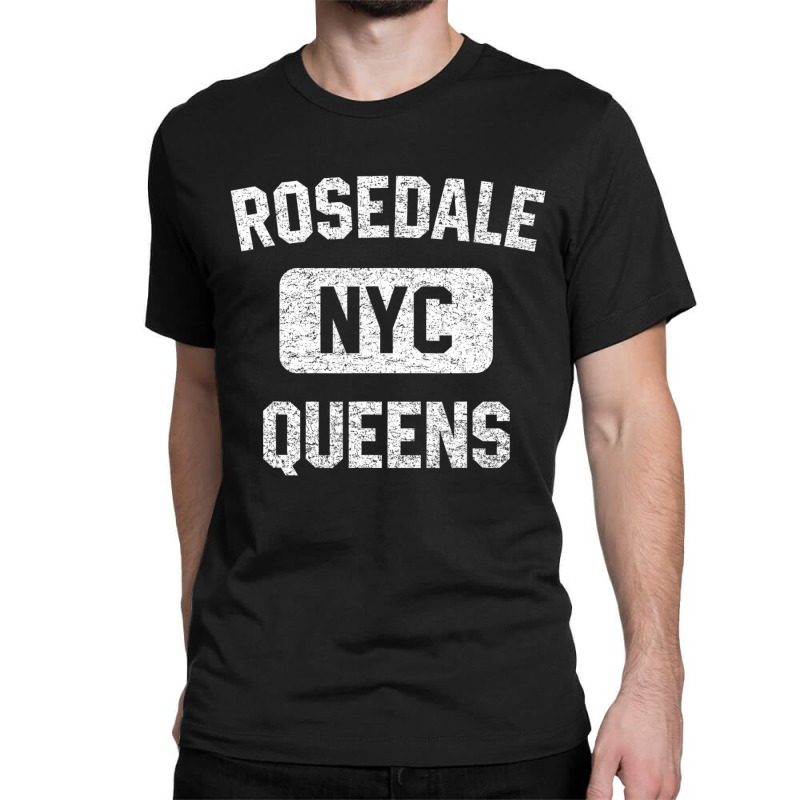 Rosedale Queens Gym Style Distressed White Print T Classic T-shirt by voutsro | Artistshot