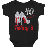 Womens 40 Year Old High Heel Rhinestone 1982 40th Baby Bodysuit | Artistshot