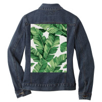 Tropical Banana Leaves Ladies Denim Jacket | Artistshot