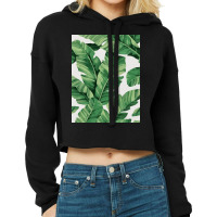 Tropical Banana Leaves Cropped Hoodie | Artistshot