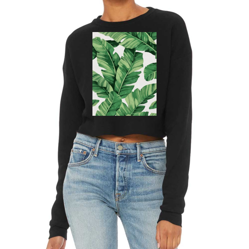 Tropical Banana Leaves Cropped Sweater by rodneyjacks | Artistshot