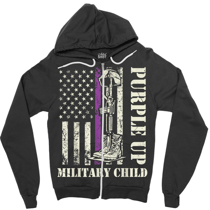 Purple Up Military Kids Shirt Military Child Month Zipper Hoodie | Artistshot