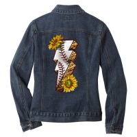 Sport Baseball  Lightning Bolt Ladies Denim Jacket | Artistshot