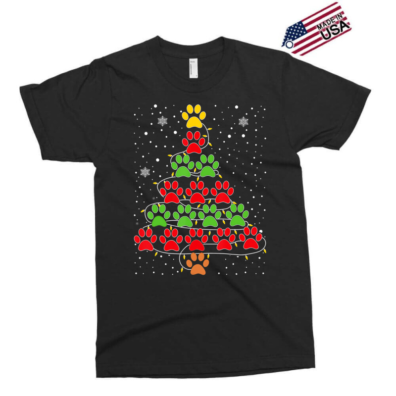 Dog Paws Christmas Tree Lights Xmas Dogs Lovers Pa Exclusive T-shirt | Artistshot