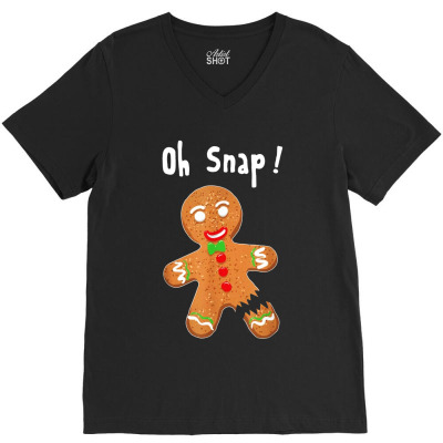 Gingerbread Man Oh Snap V-neck Tee Designed By Heart Beat