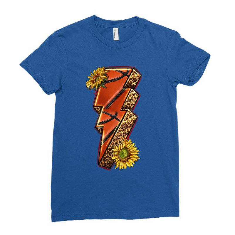 Sport Basketball Lightning Bolt Ladies Fitted T-Shirt by enoddigitalart@gmail.com | Artistshot