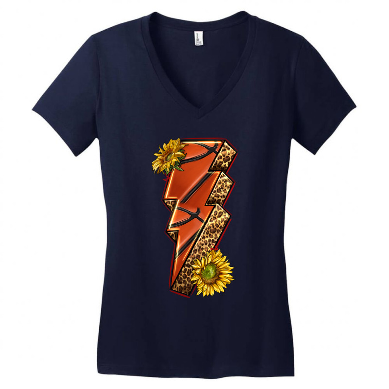 Sport Basketball Lightning Bolt Women's V-Neck T-Shirt by enoddigitalart@gmail.com | Artistshot