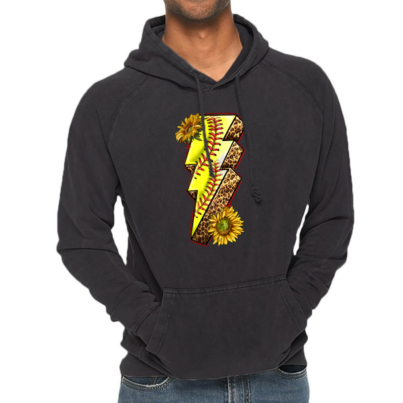 Sport Softball  Lightning Bolt Vintage Hoodie by enoddigitalart@gmail.com | Artistshot