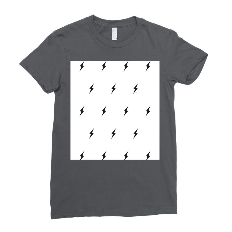 Black Lightning Bolt Pattern In White Ladies Fitted T-Shirt by morenpgowdru4 | Artistshot