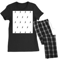 Black Lightning Bolt Pattern In White Women's Pajamas Set | Artistshot