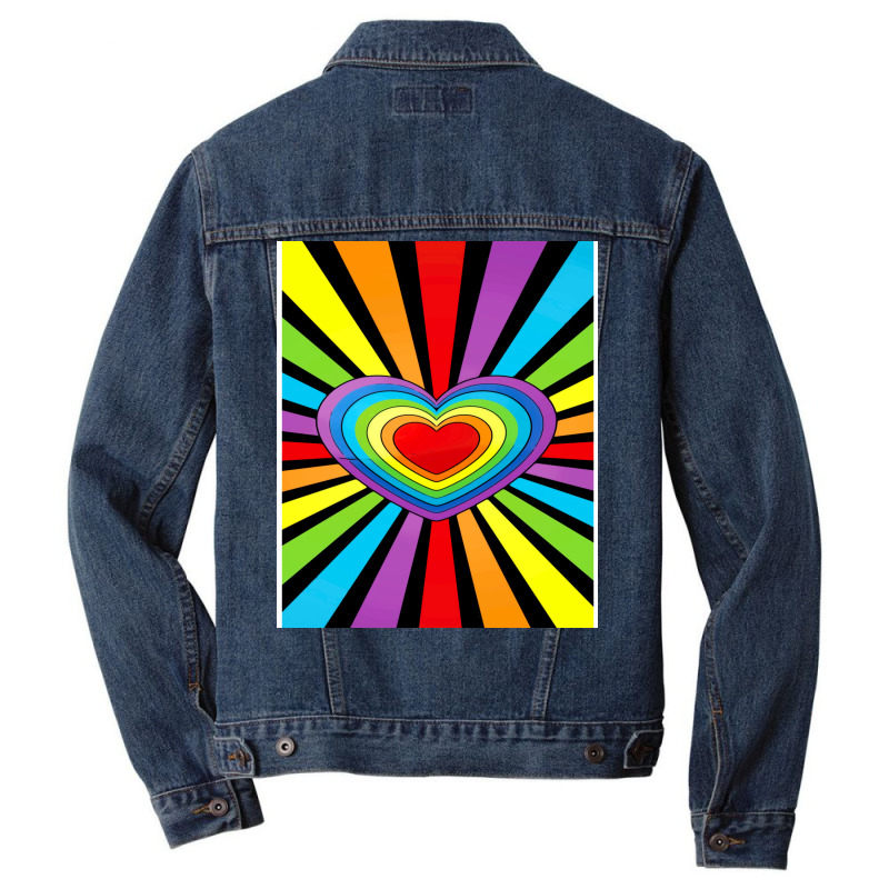 Pride Rainbow Heart 1 Men Denim Jacket by mpofykurpesl | Artistshot