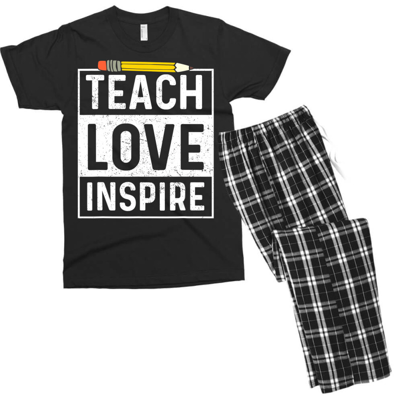 Back To School Teach Love Inspire Teaching Kindnes Men's T-shirt Pajama Set | Artistshot