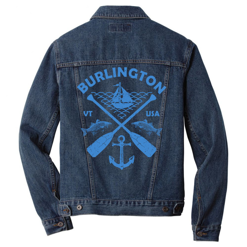 Burlington Lake Town Vermont Fishing Boat Paddle A Men Denim Jacket | Artistshot