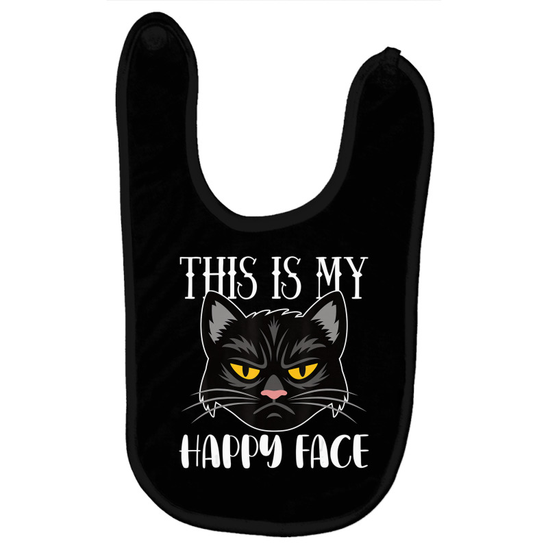 This Is My Happy Face Unimpressed Black Cat In Ang Baby Bibs by hilkeriver | Artistshot