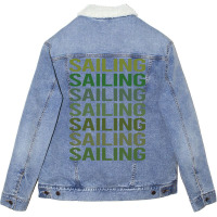 Green Text Sailing Sailor Green Unisex Sherpa-lined Denim Jacket | Artistshot