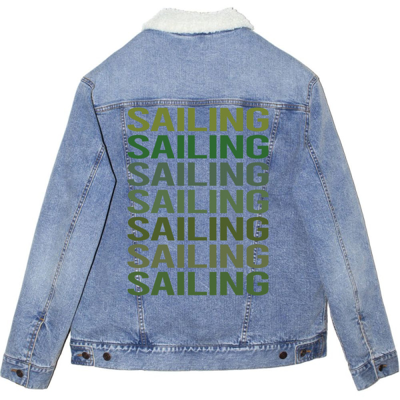 Green Text Sailing Sailor Green Unisex Sherpa-lined Denim Jacket | Artistshot