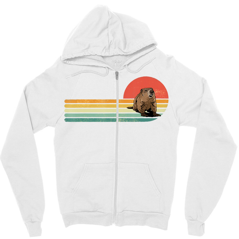 Retro Vintage Groundhog Rodent Ground Hog Day Anim Zipper Hoodie | Artistshot