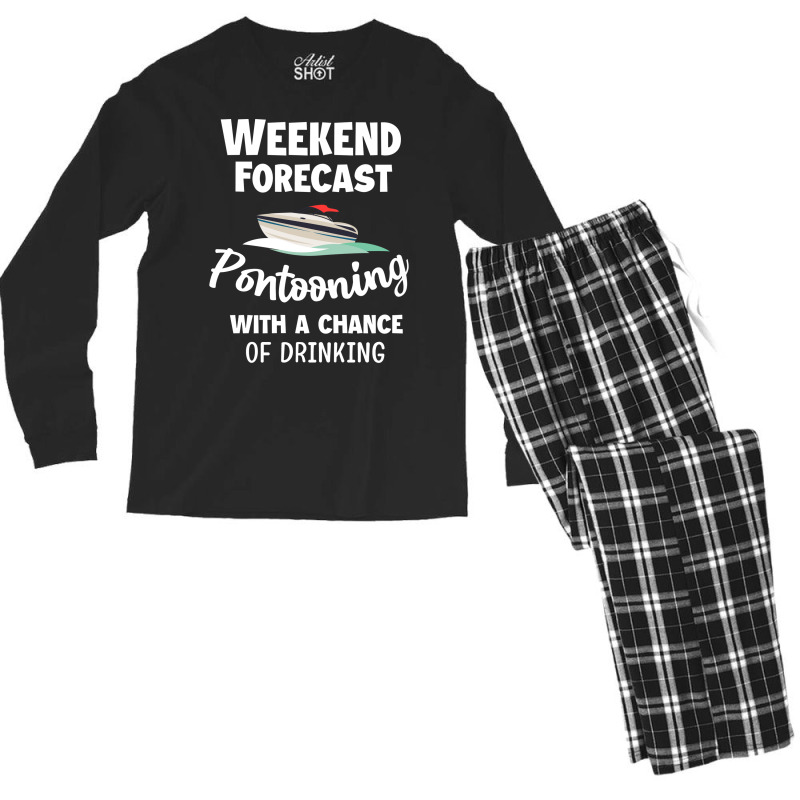 Weekend Forecast Pontooning Pontoon Boat Funny Boa Men's Long Sleeve Pajama Set | Artistshot