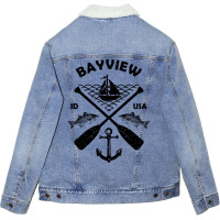 Bayview Lake Town Idaho Fishing Boat Paddle Advent Unisex Sherpa-lined Denim Jacket | Artistshot