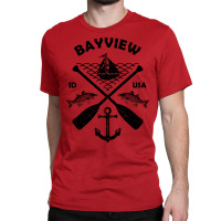 Bayview Lake Town Idaho Fishing Boat Paddle Advent Classic T-shirt | Artistshot