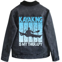 Kayaking Is My Therapy Summer Unisex Sherpa-lined Denim Jacket | Artistshot