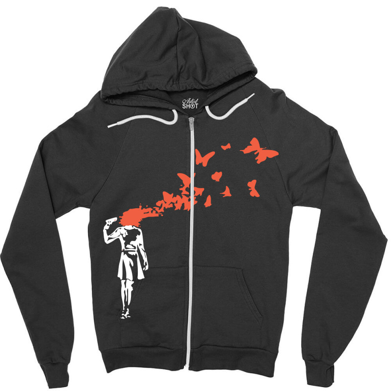 Headshot Butterfly Zipper Hoodie | Artistshot