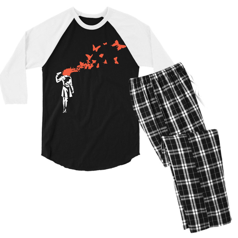 Headshot Butterfly Men's 3/4 Sleeve Pajama Set | Artistshot