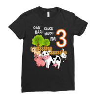 Oink Cluck Baah Mooo I'm 3 Farm Animal 3rd Birthda Ladies Fitted T-shirt | Artistshot