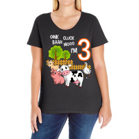 Oink Cluck Baah Mooo I'm 3 Farm Animal 3rd Birthda Ladies Curvy T-shirt | Artistshot