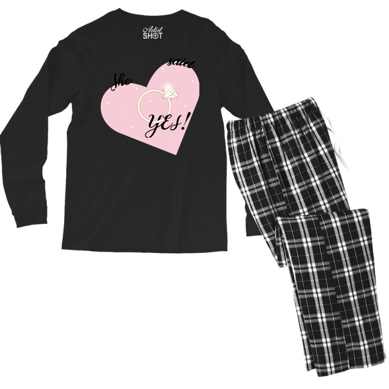 She Said Yes Bridal Heart Boy Men's Long Sleeve Pajama Set | Artistshot