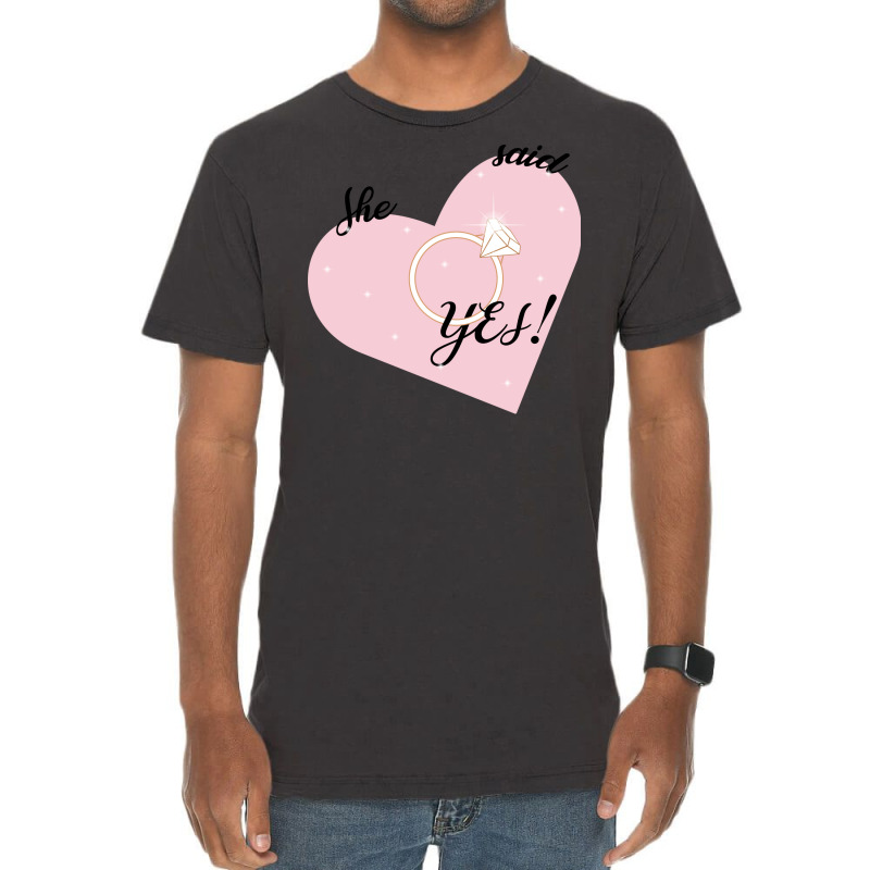 She Said Yes Bridal Heart Boy Vintage T-shirt | Artistshot