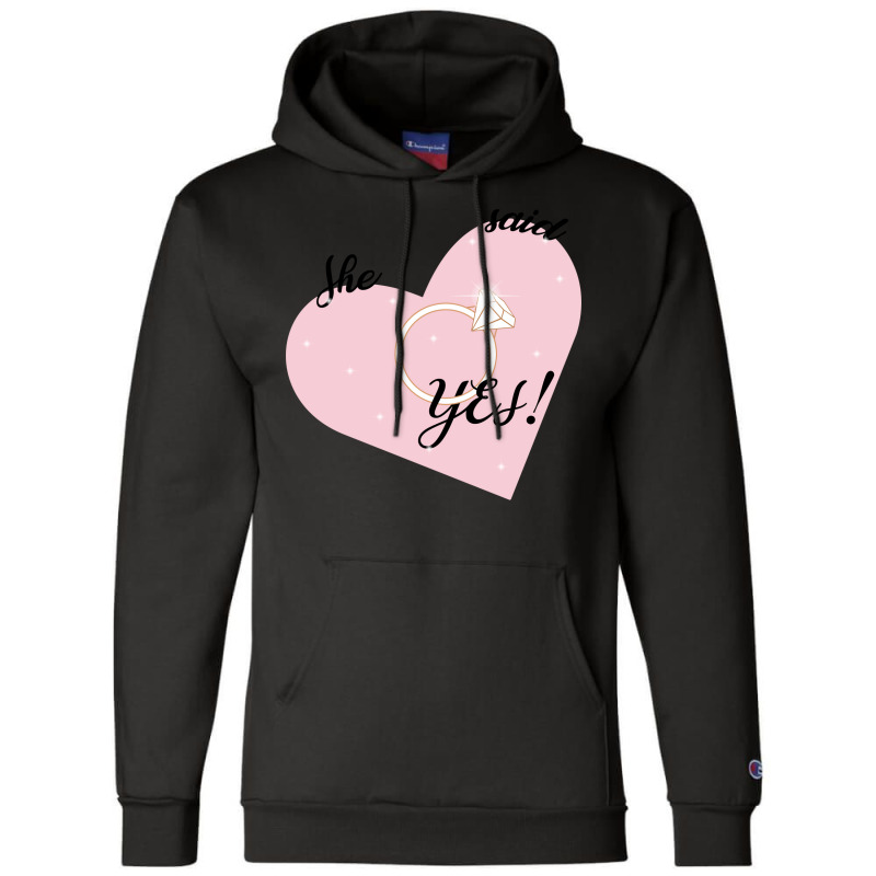 She Said Yes Bridal Heart Boy Champion Hoodie | Artistshot