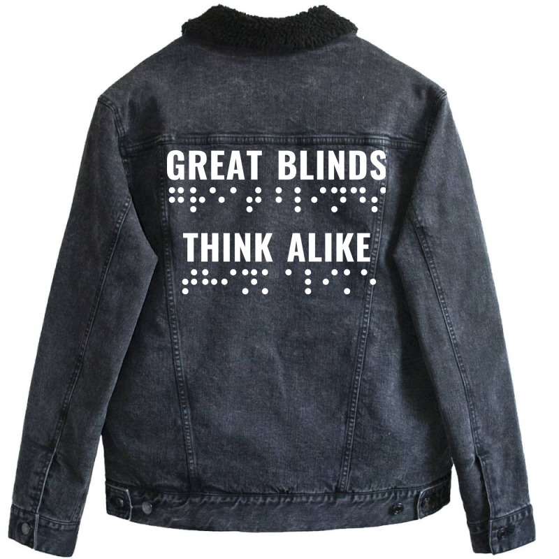 Braille Blind Visually Impaired Great Blinds Funny Unisex Sherpa-Lined Denim Jacket by emieyaifyr | Artistshot