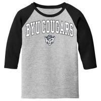 Kids Byu Cougars Kids Arch Over Navy Officially Li Youth 3/4 Sleeve | Artistshot