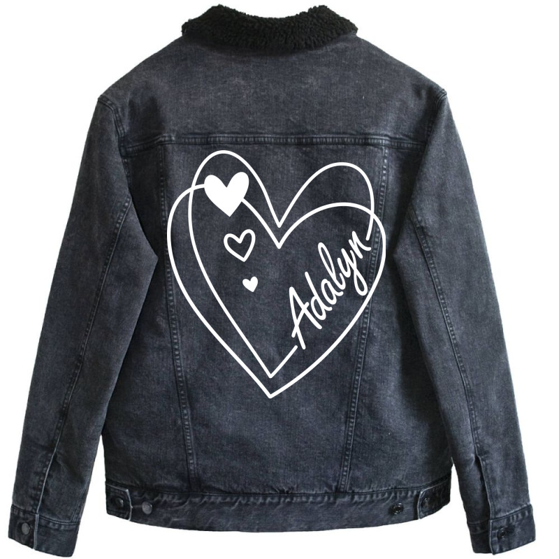 Adalyn Name Cute Heart Drawing Girl Unisex Sherpa-lined Denim Jacket | Artistshot