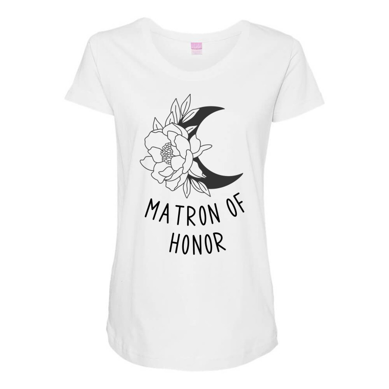 Matron Of Honor Boho Crescent Moon With Rose Desig Maternity Scoop Neck T-shirt by oskenhebaap | Artistshot