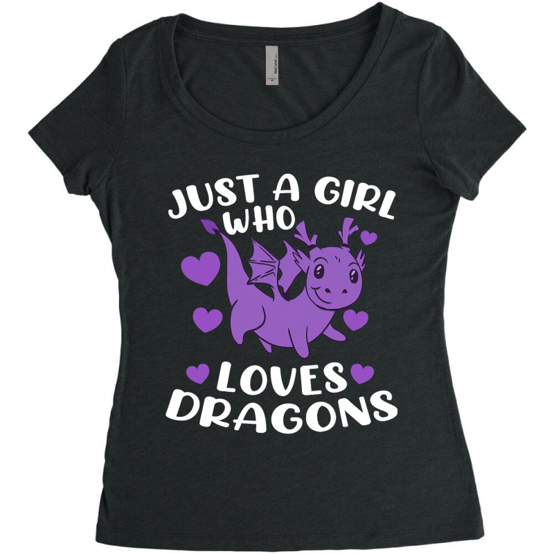 Just A Girl Who Loves Dragons Purple Cute Dragon L Women's Triblend Scoop T-shirt by SCOTTALLENZ | Artistshot