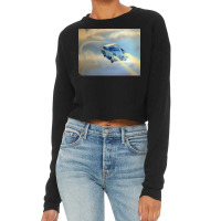 Flying Blue Car Cropped Sweater | Artistshot