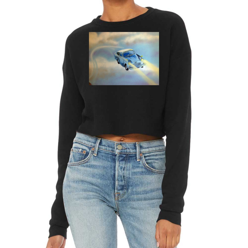 Flying Blue Car Cropped Sweater by soucenertic | Artistshot