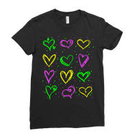 Mardi Gras Hearts Cute Carnival Parade Masquerade Ladies Fitted T-shirt | Artistshot