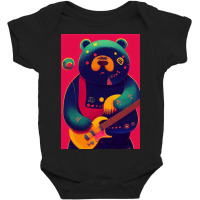 Heavy Metal Bear With Guitar Midjourney Baby Bodysuit | Artistshot