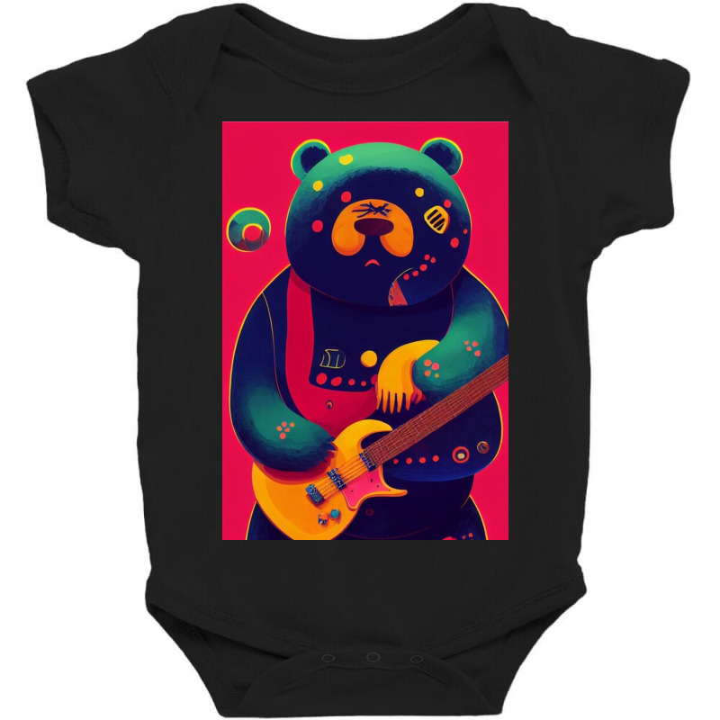 Heavy Metal Bear With Guitar Midjourney Baby Bodysuit by lindarice | Artistshot