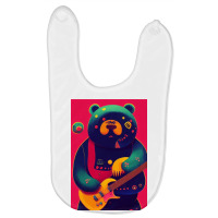 Heavy Metal Bear With Guitar Midjourney Baby Bibs | Artistshot