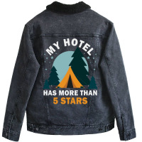 Camping Tents Nature Scouts Aesthetic Unisex Sherpa-lined Denim Jacket | Artistshot