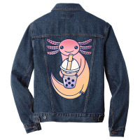 Cute Axolotl With Bubble Tea Tumblr Men Denim Jacket | Artistshot