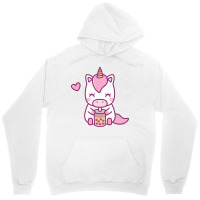 Cute Little Unicorn Loves Drinking Boba Tea Music Unisex Hoodie | Artistshot