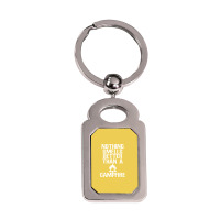 Camping T  Nothing Smells Better Than A Campfire M Silver Rectangle Keychain | Artistshot