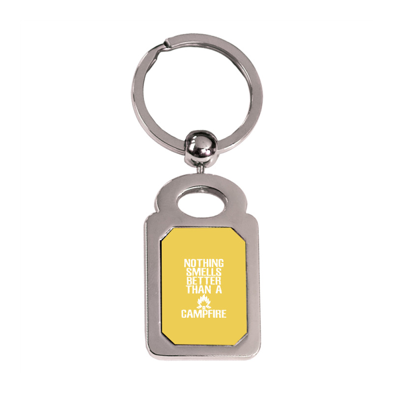 Camping T  Nothing Smells Better Than A Campfire M Silver Rectangle Keychain | Artistshot