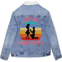 Love My Girlfriend 80s (1) Unisex Sherpa-lined Denim Jacket | Artistshot